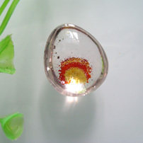 绿晶林新款 天然水晶黄色红色象形胶花滴水形吊坠 早晨的太阳