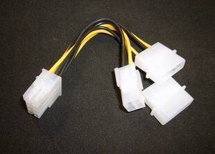 促销 cpu供电线 方4pin+双大4p转8pin转换线 oc补品 0.18X34铜芯