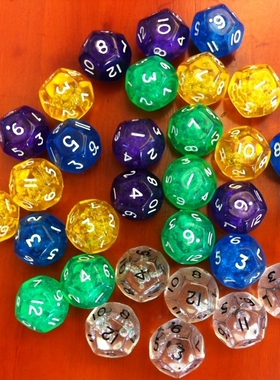 12面透明骰子D12色子透明色龙与地下城道具桌游指示物(带气泡)