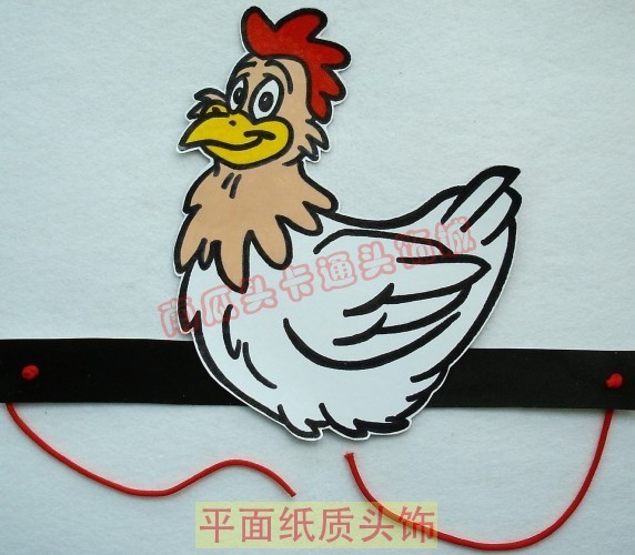 平面纸质舞台道具教具卡通表演动物面具头饰母鸡头饰