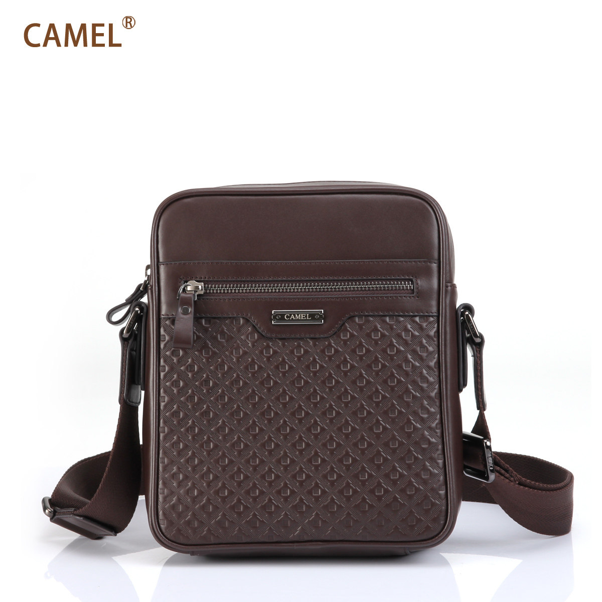 【非卖品】Camel骆驼 正品 压花牛皮 男包 单肩包斜跨包  