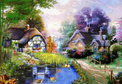 超清晰彩色十字绣重绘图纸/源文件 世界名画油画 地中海风景14