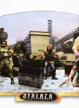 【新翔精品纸模型】游戏追猎者STALKER生化危机僵尸场景模型