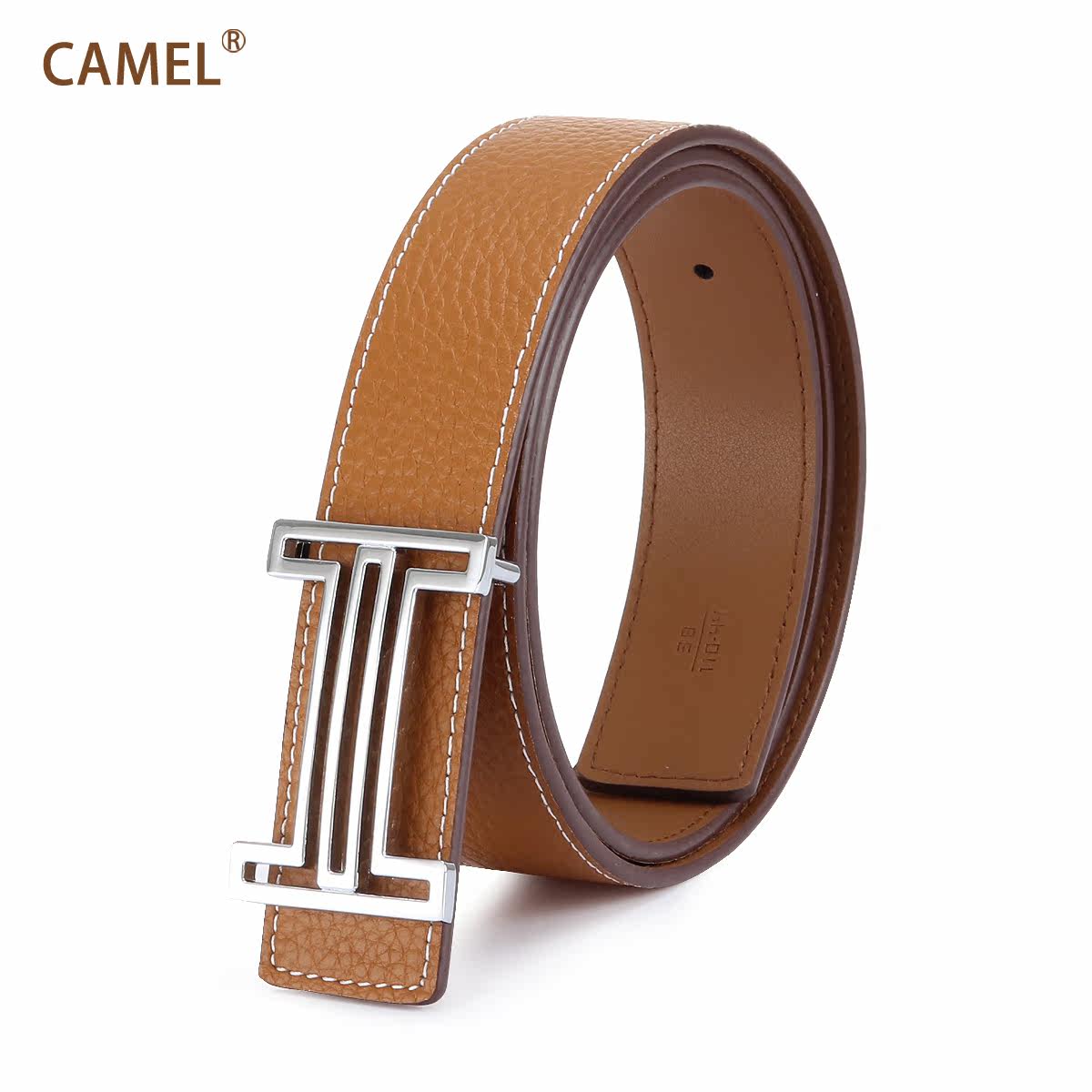 【非卖品】Camel骆驼 牛皮 时尚韩版 男士 皮带 平滑扣H型