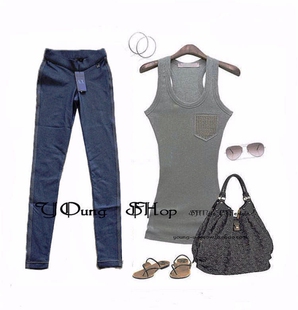 美代折扣Ar_ni E_ 仿牛仔显瘦 九分裤 打底裤