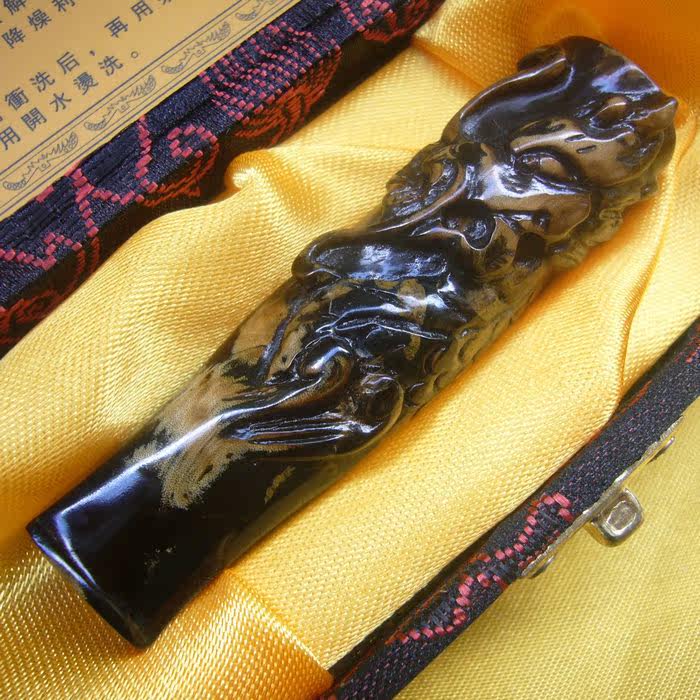 节日礼物 正品海柳烟嘴极活柳雕刻十二生肖龙 短款 M373