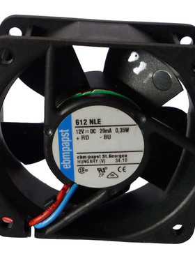 原装 ebmPAPST 6025 DC12V 3.5W 0.29A 612NLE 6cm 散热风扇