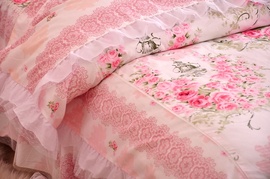  韩式公主梦幻全棉被套花边三/四件套 蕾丝床罩床裙床品