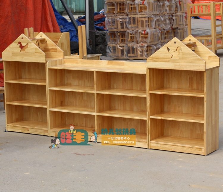 小鸟组合玩具柜A型幼儿园儿童储物架收纳架樟子松造型整理收拾柜