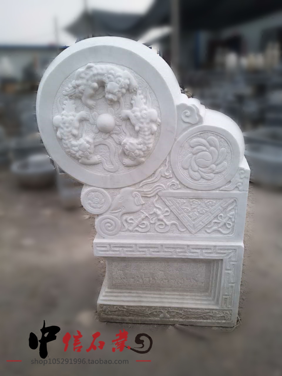 汉白玉抱鼓石门墩狮子门鼓石中式复古门口装饰摆件石雕精雕定制