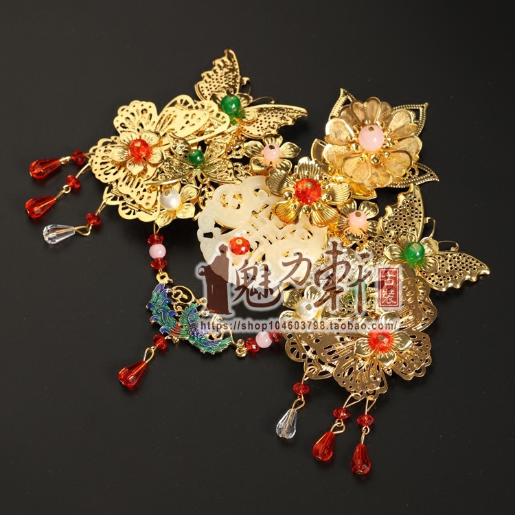 金色发饰古装造型贵妃发饰仿玉片饰品古装小凤冠新娘皇后造型发饰|msdalam kategori Aksesori/Barang Kemas Fesyen, Aksesori rambut - dari Buy2taobao.com untuk memberikan perkhidmatan ejen Taobao profesional membeli