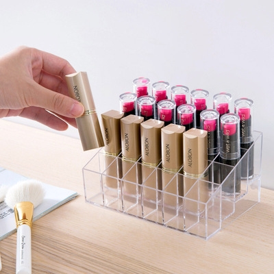transparent multi-compartment coetic lipstick storage box