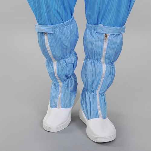 防静电工作鞋无尘工厂车间鞋子防尘高筒靴劳保鞋隔离防护鞋蓝白色