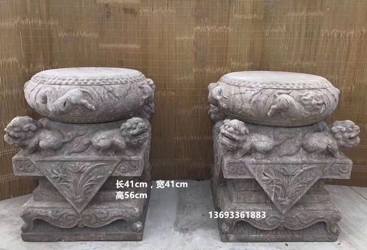 收藏佳品高古石雕汉白玉青石石墩柱顶石柱墩花架龙柱别墅茶楼摆件