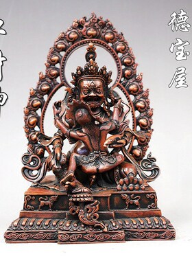 欢喜佛纯铜背光铜佛像纯铜财神像