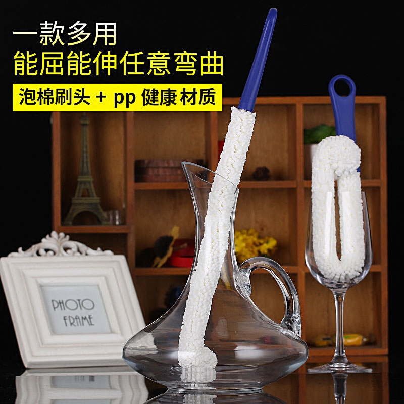 醒酒器刷子多功能紅酒杯高腳杯刷子酒具可彎曲海綿清潔用品洗瓶刷在類目 家庭/個人清潔工具, 家務/地板清潔用具, 刷子, 廚房用刷中 - 來自Buy2taobao.com提供專業的淘寶代購服務