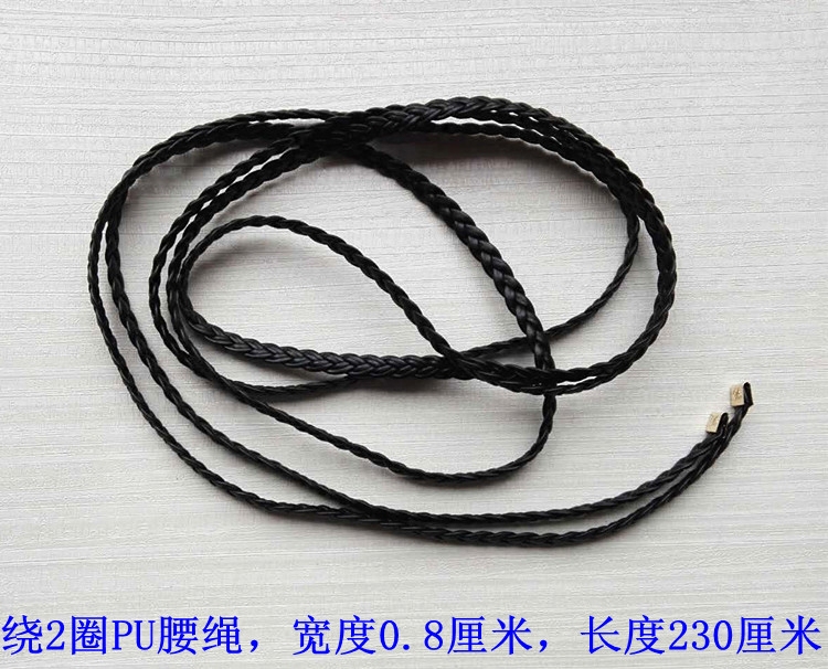 编织流苏黑色皮草绑带蝴蝶结腰绳