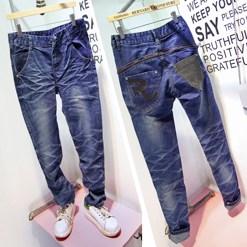 Autumn and winter new pattern Korean Edition Jeans personality Fold letter lady cowboy loose Straight pants trousersin the Women's clothing/Boutique , Jeans  category - from Buy2taobao.com to provide professional Taobao agent buy service
