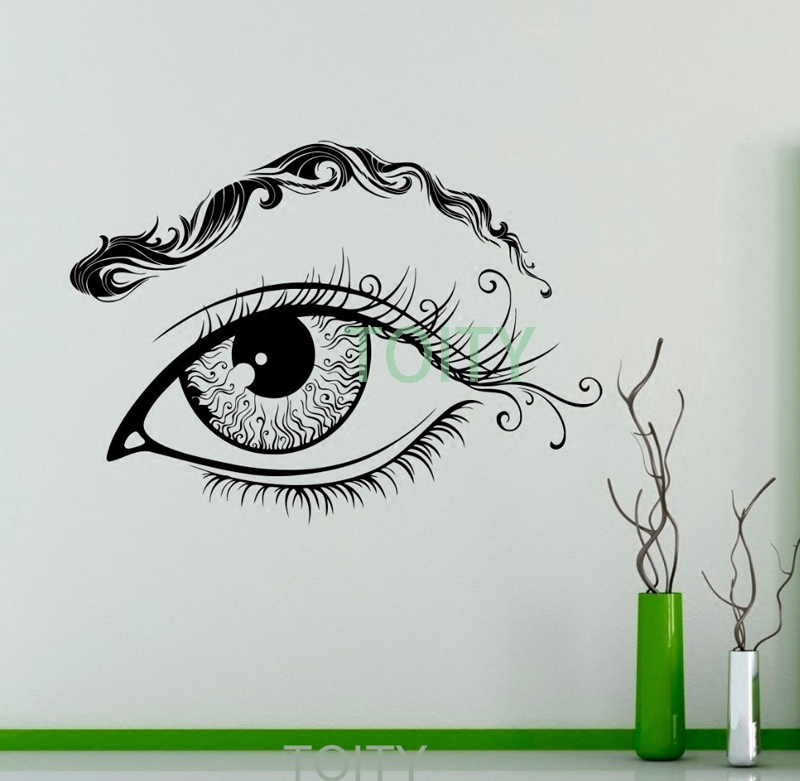 美人眼睛特写贴画美容院装饰贴纸 Eye Eyebrows