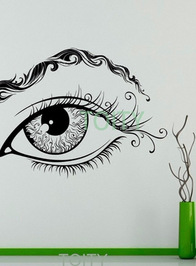美人眼睛特写贴画美容院装饰贴纸 Eye Eyebrows