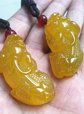 天然老黄玉黄龙玉貔貅吊坠A货翡翠金丝玉黄玛瑙男女款玉坠