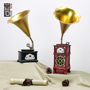 美式创意留声机复古摆件咖啡厅酒吧店铺小摆件客厅酒柜怀旧装饰品