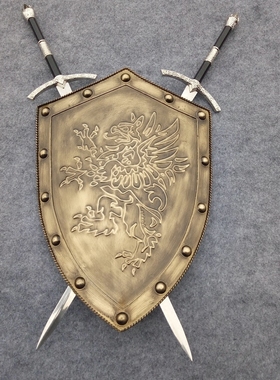 中世纪骑士十字军复古风金属盾牌