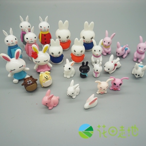 小白兔 兔斯基大耳朵兔 情侣兔 多肉植物苔藓微景观配件树脂摆件