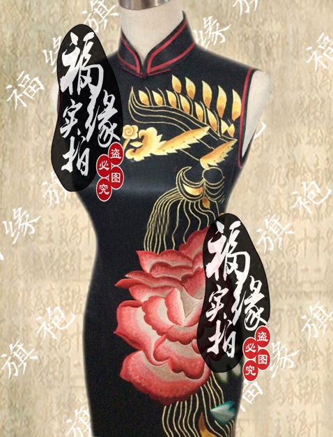 时尚改良重磅真丝绣花旗袍定做上海手工工艺旗袍定制修身礼服