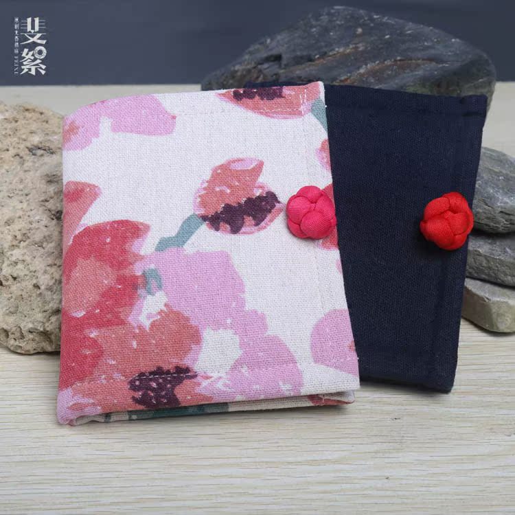 斐絮简约 复古盘扣民族风棉麻 女式钱包 布钱包 卡包 零钱包