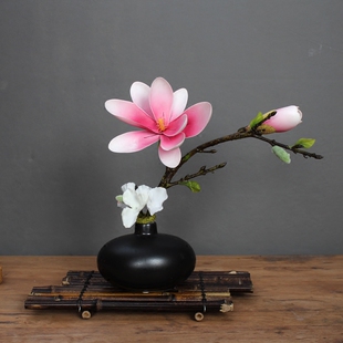 现代简约陶瓷花瓶花艺摆件家居装饰品玉兰花小菊花假花仿真花套装