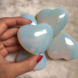 大号55mm*50mm Opalite心形宝石珠OPALITE水晶的心 芙蓉石心粉晶