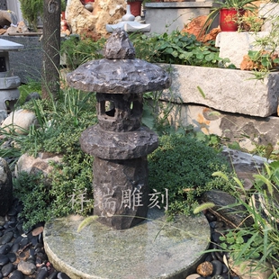 石雕石灯笼日式仿古青石灯塔景观草坪照明庭院户外大理石地灯摆件