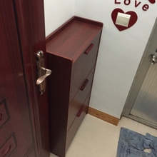 简约现代超薄翻斗鞋柜17cm门厅柜窄款储物防尘红实木色鞋架省空间