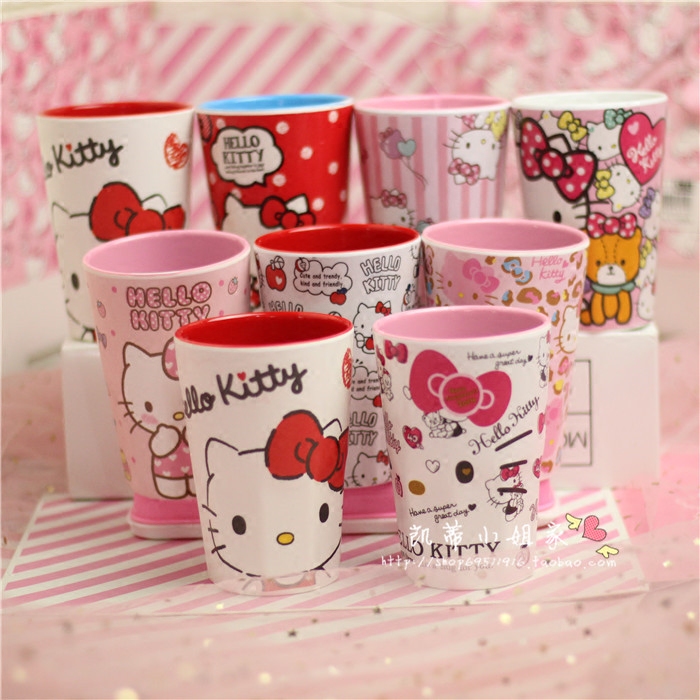 包邮可爱卡通hellokitty密胺水杯漱口杯牙杯350毫升家居宿舍用