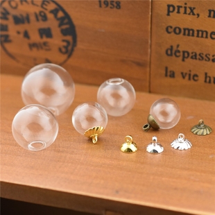 手工制作饰品DIY材料 25mm加厚空心玻璃球加吊帽 玻璃球吊坠 6mm