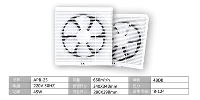 apb反正290排气扇10寸双向转25百叶窗换气扇墙壁式排风扇开孔