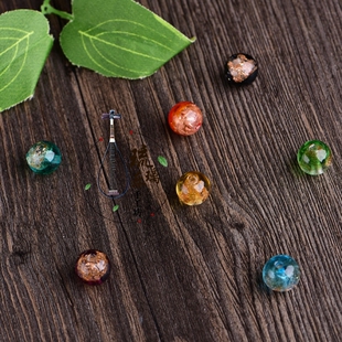 琉璃双色金沙圆珠散珠 diy搭配手链项链饰品配饰1012毫米 日式 新品