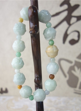 翡翠冰糯种雕刻福禄寿时尚风手串