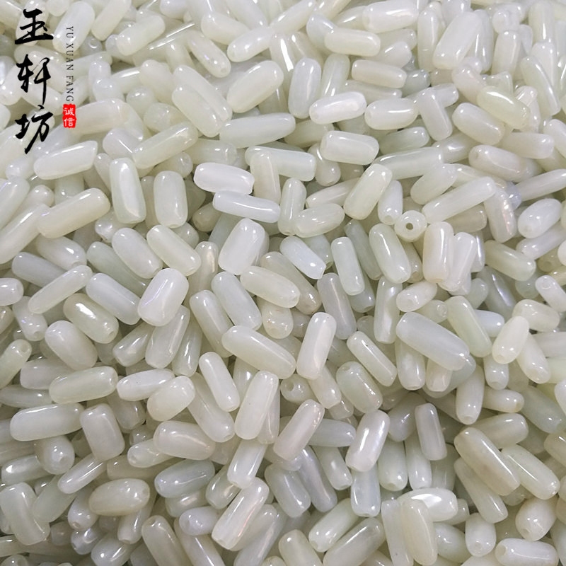 diy天然青白玉籽料项链绳散珠