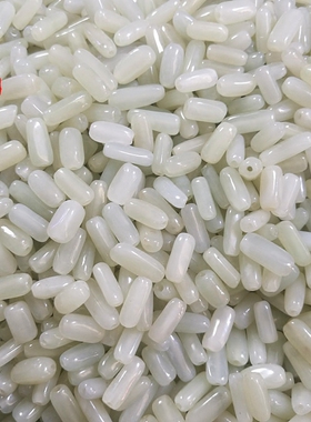 diy天然青白玉籽料项链绳散珠