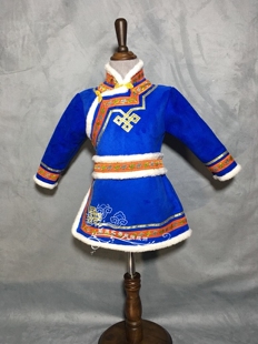 蒙古袍儿童秋冬季日常民族生活装男孩演出服男童蒙族服装新品