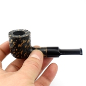 博古小号石楠木烟斗手工实木迷你9MM过滤烟丝斗直式 石楠根小烟斗