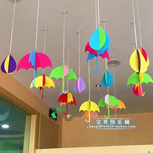 韩国创意挂饰幼儿园小雨伞立体