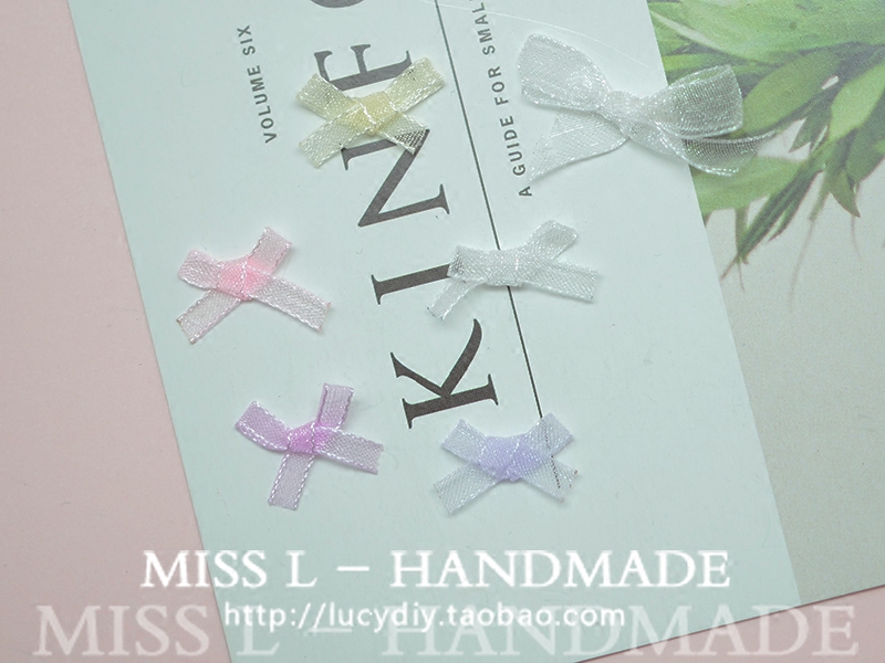 SD11 迷你萌1.5cm手工薄纱蝴蝶结DIY材料少女清新耳饰耳环配件6个