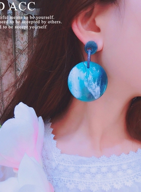 DD自制 设计师款廓形韩国气质简约几何风圆形碗状树脂亚克力耳环