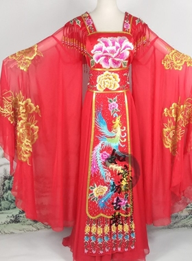 2023新款李玉刚古装演出服反串舞蹈服贵妃醉酒红色大裙摆绣花戏服