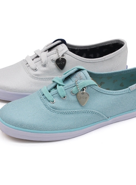 美国采购Keds女鞋帆布鞋小白鞋泰勒签名款莓莓金属面低帮纯色板鞋