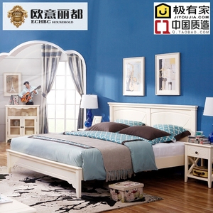 田园床 1.5/1.8米板木结合床/双人床 韩式卧室成套家具