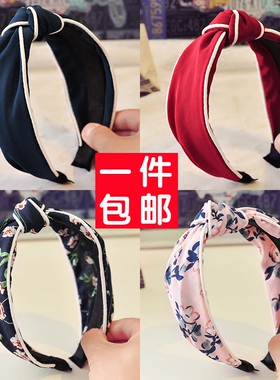 中间打结白边交叉布艺日韩发饰